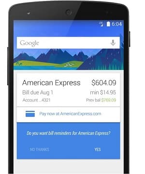 Google Now alerta hora de pagar contas via Gmail