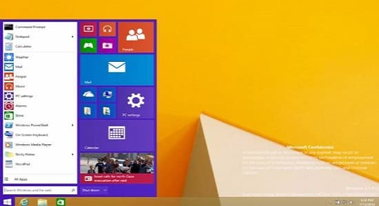 Vaza imagem com novo Menu Iniciar do Windows