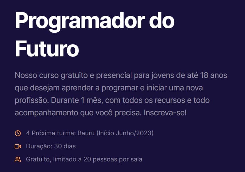Programador do Futuro: Sedecon e CONQ abrem inscrições para curso na área de tecnologia